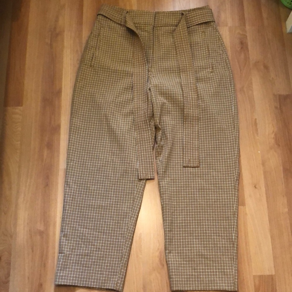 Wilfred Tan & Brown Plaid Straight-Leg Pants